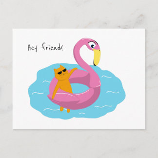 Carte postale été avec chat