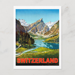 Carte Postale Été dans les montagnes suisses, voyage vintage