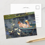 Carte Postale Été deux | Mary Cassatt<br><div class="desc">Summertime 2 (1894) de l'impressionniste américaine Mary Cassatt. L'oeuvre originale est une peinture à l'huile sur toile représentant le portrait d'une femme sur un bateau entouré de canards. Utilisez les outils de conception pour ajouter du texte personnalisé ou personnaliser l'image.</div>