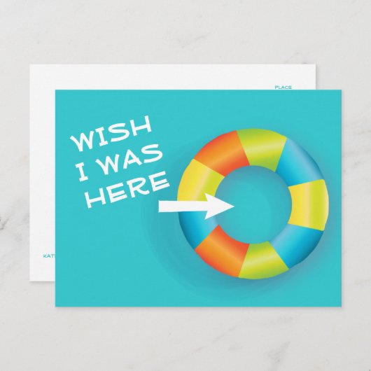 Carte Postale Eté Fun Wish Wish I Was Here Funky Postcard (Devant / Derrière)