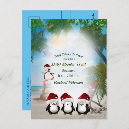 Carte Postale Été Noël Célébration Douche (Devant / Derrière)