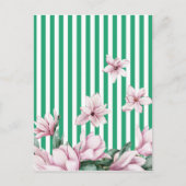 Carte Postale Été, printemps, imprimé magnolia rayé vert (Devant)