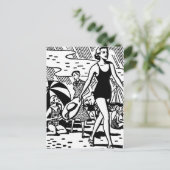 Carte Postale Été rétro à la plage (Debout devant)