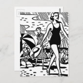 Carte Postale Été rétro à la plage (Devant / Derrière)