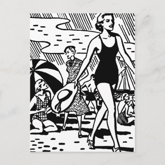 Carte Postale Été rétro à la plage (Devant)