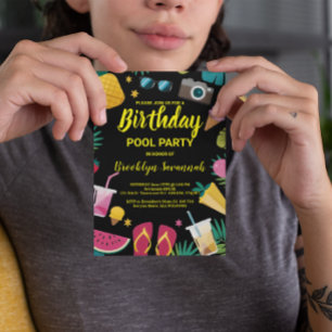 Carte Postale Été Splash Anniversaire Piscine fête Extravaganza