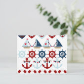 Carte Postale Eté Thème nautique Ancres Bateaux à voile Helms (Debout devant)