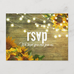 Carte Postale Été Tournesol   Mariage Rustique Américain  RSVP
