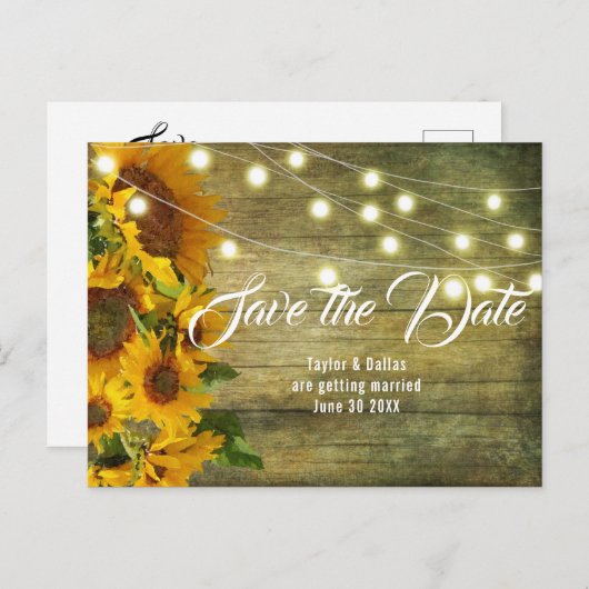 Carte Postale Été tournesol | Rustic Americana Enregistrer la da (Devant / Derrière)