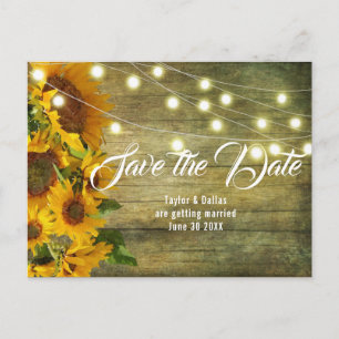 Carte Postale Été tournesol Rustic Americana Enregistrer la da