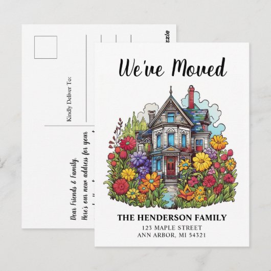 Carte Postale Été Victorien Nous avons déménagé Faire-part (Devant / Derrière)