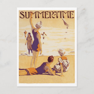 Carte Postale Été vintage à la plage