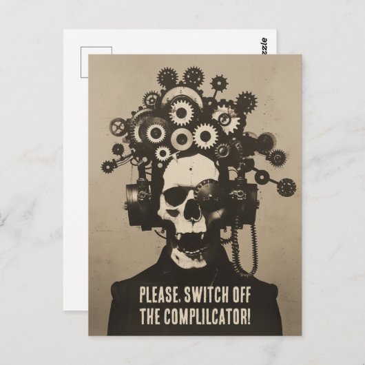 Carte Postale Éteins Le Complicateur Steampunk Overthinking (Devant / Derrière)