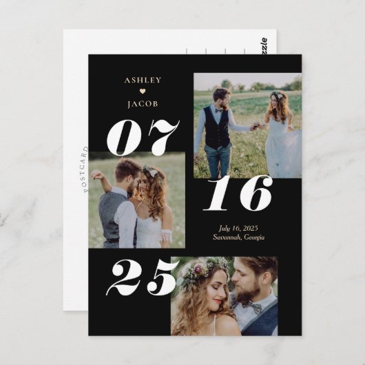 Carte Postale Étendre Joy COULEUR ÉDITABLE Enregistrer La Date (Devant / Derrière)