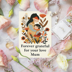 Carte Postale Éternellement Reconnaissante Maman Amour Floral Fi