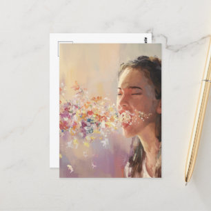 Carte Postale Éternuement surréel des femmes de la fièvre du pri