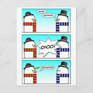 Carte Postale Éternuer le bonhomme de neige