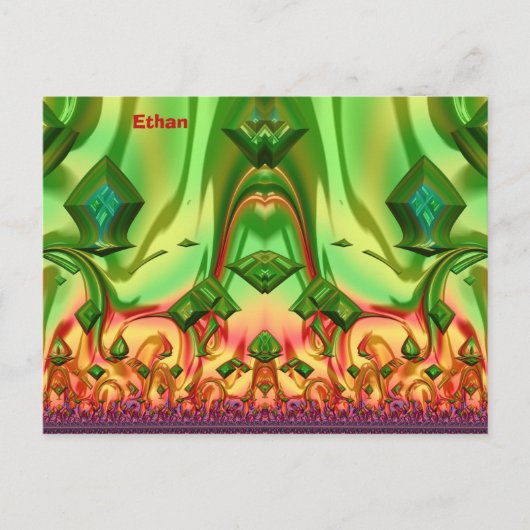 Carte Postale ETHAN ~ Motif de conception 3D ~ Couleurs de Noël~ (Devant)