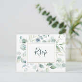 Carte Postale Ethereal Eucalyptus Gold Greenery Wedding RSVP (Debout devant)