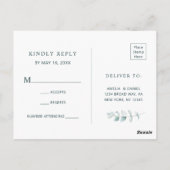 Carte Postale Ethereal Eucalyptus Gold Greenery Wedding RSVP (Dos)