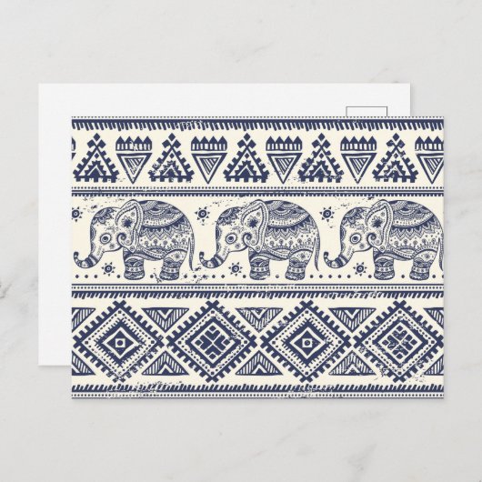 Carte Postale Ethnic Tribal Aztec Elephant Pattern (Devant / Derrière)