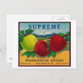 Carte Postale Étiquette Apple suprême - État de Washington (Devant / Derrière)