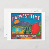 Carte Postale Étiquette Apple temps de récolte - Yakima, WA (Devant / Derrière)