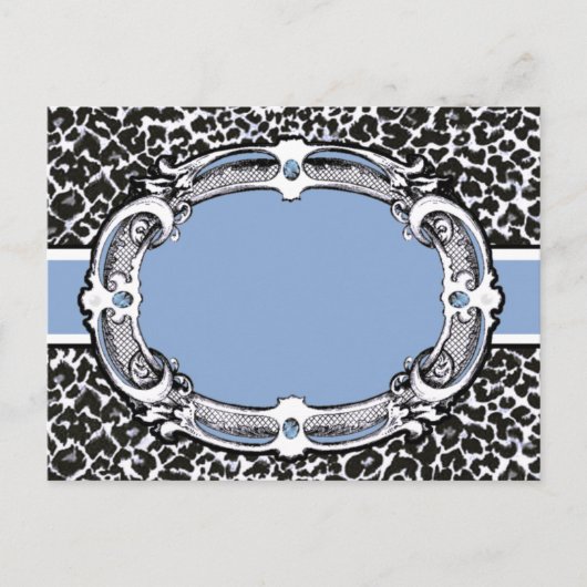 Carte Postale Étiquette bleu Motif Cheetah (Devant)