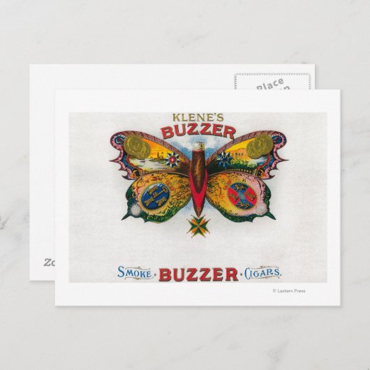 Carte Postale Étiquette Buzzer Cigar Box (Devant / Derrière)