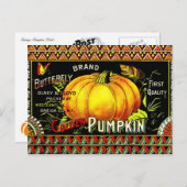 Carte Postale Étiquette Citrouille vintage (Devant / Derrière)