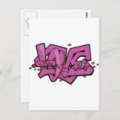 Carte Postale étiquette d'amour graffiti (Devant / Derrière)