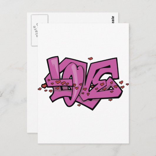 Carte Postale étiquette d'amour graffiti (Devant / Derrière)