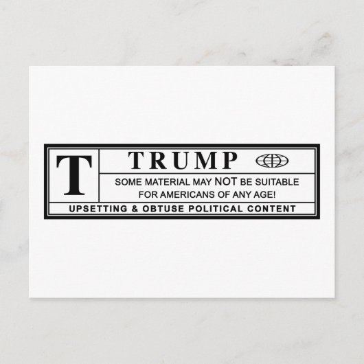 Carte Postale Étiquette d'avertissement Donald Trump (Devant)