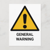 Carte Postale Étiquette d'avertissement général, avis de danger (Devant)