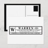 Carte Postale Étiquette d'avertissement Warren (Devant / Derrière)