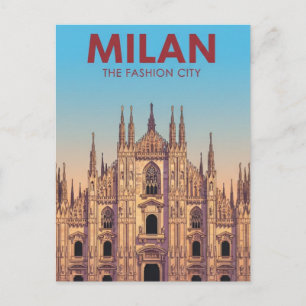 Carte Postale Étiquette de bagage de la cathédrale de Milan