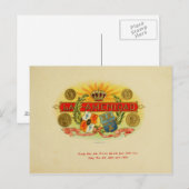 Carte Postale Étiquette de boîte à cigares vintage (Devant / Derrière)