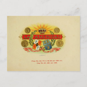 Carte Postale Étiquette de boîte à cigares vintage