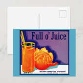 Carte Postale Étiquette de caisse d'oranges Full o’ Juice des an (Devant / Derrière)
