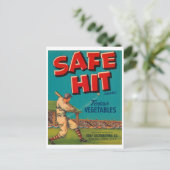 Carte Postale Étiquette de caisse vintage Safe Hit - Baseball (Debout devant)