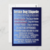 Carte Postale Étiquette de chien de service (Devant / Derrière)