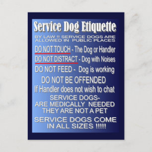 Carte Postale Étiquette de chien de service