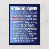 Carte Postale Étiquette de chien de service (Devant)