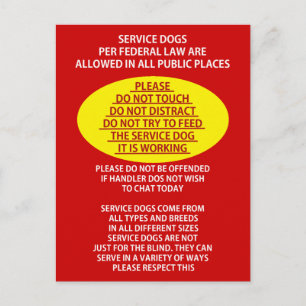 Carte Postale Étiquette de chien de service