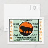 Carte Postale Étiquette de la marque Cape Cod Lion Eatmor Cranbe (Devant / Derrière)