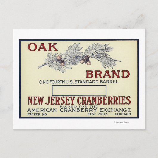 Carte Postale Étiquette de la marque de chêne Cranberry (Devant)