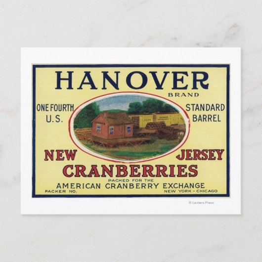 Carte Postale Étiquette de la marque Hanover Cranberry (Devant)