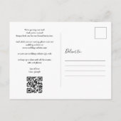 Carte Postale Étiquette de mariage à code QR en écriture manuscr (Dos)