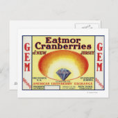 Carte Postale Étiquette de marque Gem Eatmor Cranberries (Devant / Derrière)