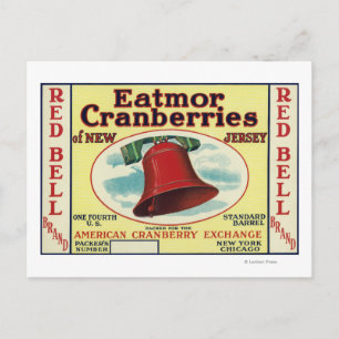 Carte Postale Étiquette de marque Red Bell Eatmor Cranberries
